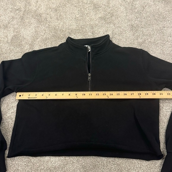 Pam & Gela Black Crop Half Zip Sweatshirt Size Medium Like New 100% Cotton - Picture 8 of 9